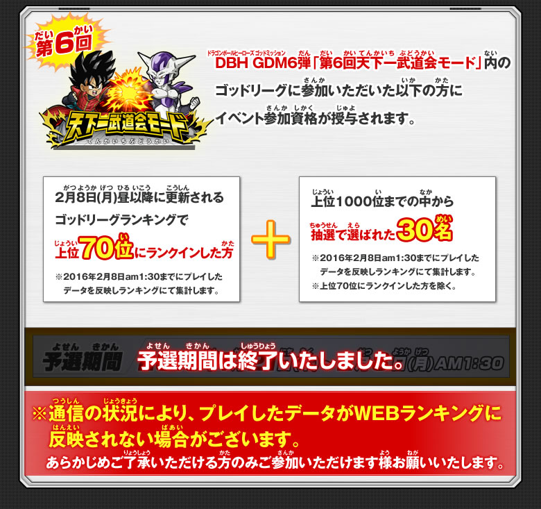 予選期間:2016年1月21日(木)~2月8日(月)AM1:30