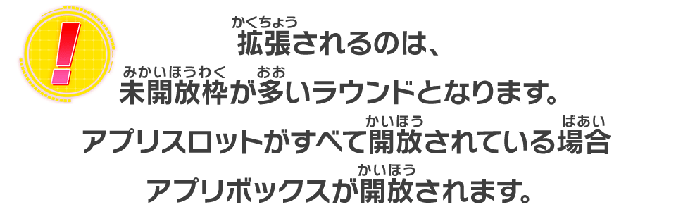 拡張されるのは、未開放枠が多いラウンドとなります。